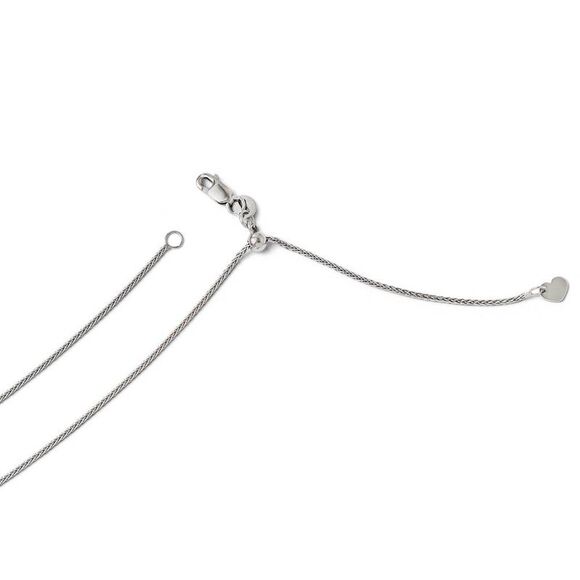 1mm 14k White Gold Adjustable Solid Wheat Chain Necklace, 22 Inch - Picture 1 of 5